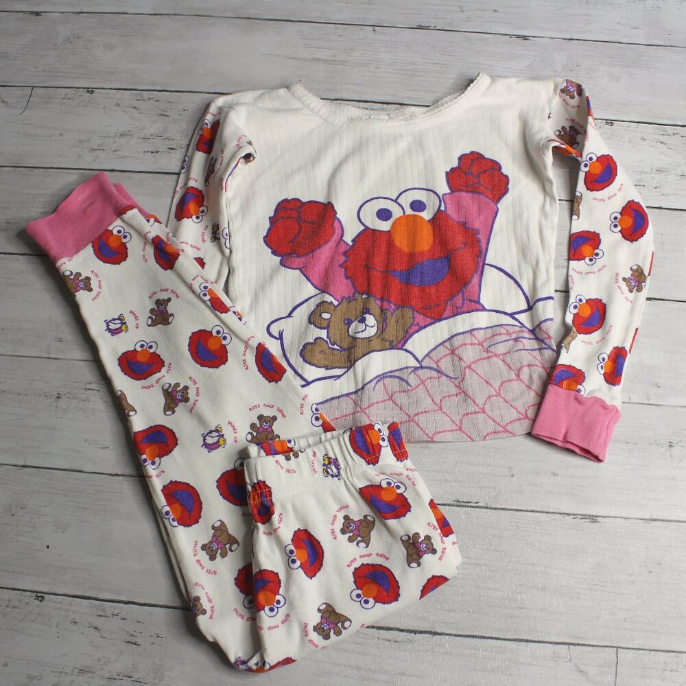 Vintage Sesame Street Girl's Size 5T Pajama Set Elmo